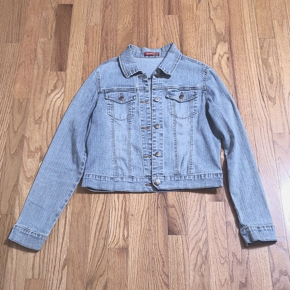 Forever 21 blue jean jacket, size medium, distressed denim - Picture 1 of 10